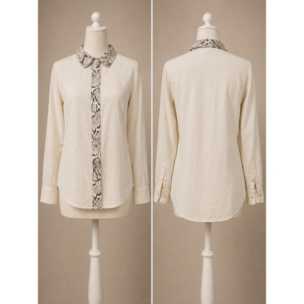 Equipment Femme Silk Shirt XS Cream Snake Print Luxury Workwear Blouse